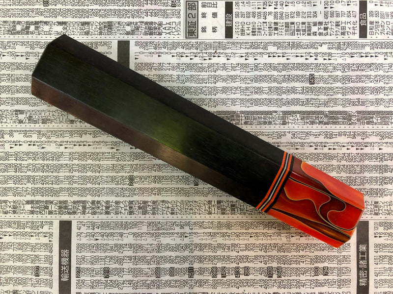 Custom Japanese Knife handle (wa handle) for 165-210mm - Ebony and fire