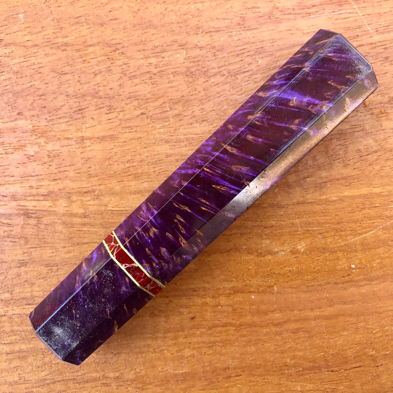 Custom Japanese Knife handle (wa handle) for 165-210mm : Violet dyed Karelian birch