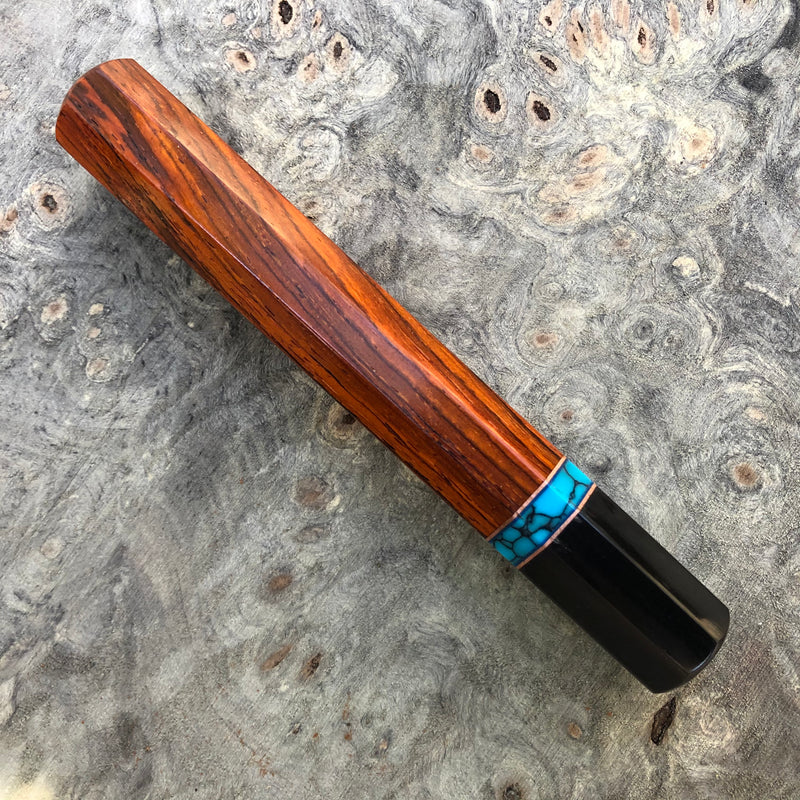 Custom Japanese Knife handle (wa handle) - Cocobolo with turquoise and Horn