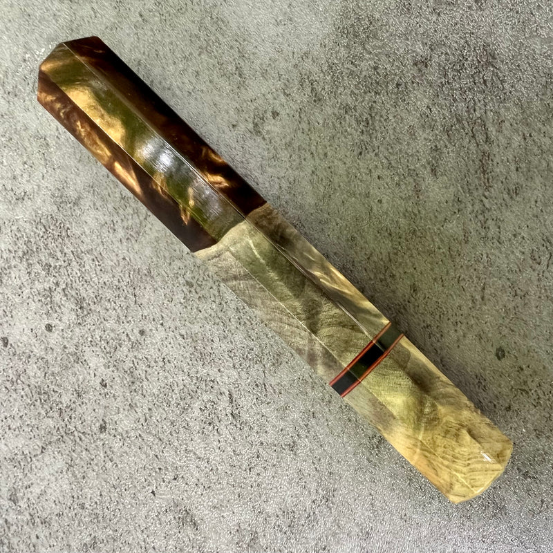 Custom Japanese Knife handle (wa handle)  for 165-210 mm  -    Buckeye burl bronze hybrid