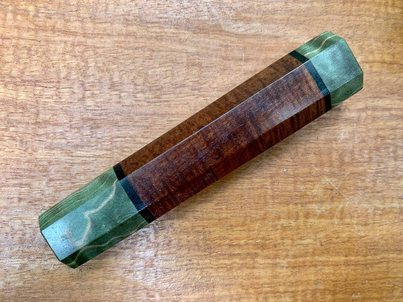 Custom Japanese Knife handle (wa handle) - Ringed Gidgee with quilted maple