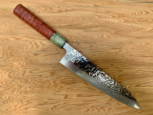 Tsunehisa AUS10 Tsuchime Damascus Gyuto 210 - Curly Maple