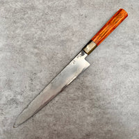 Custom Hunter Valley Blade hand rubbed San Mai 1095 Sujihiki 250mm - Siamese rosewood and horn