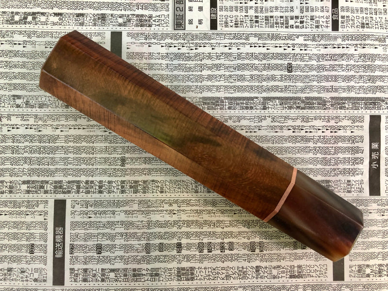 Custom Japanese Knife handle (wa handle)  for 240mm - Curly Siamese Rosewood and blonde horn