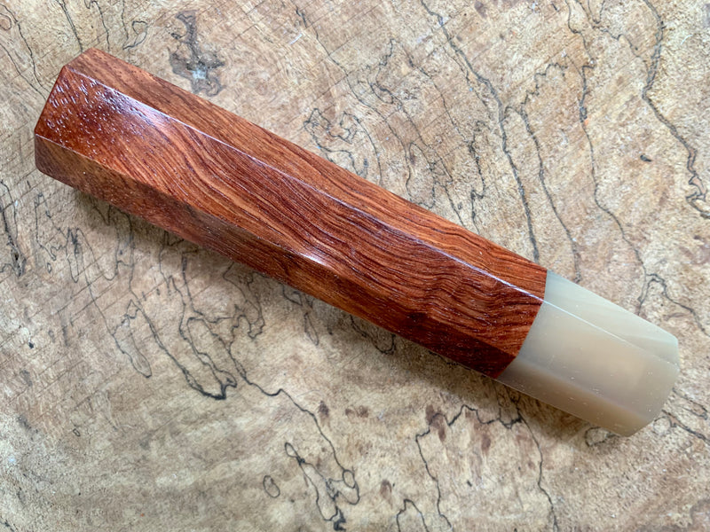 Custom Japanese Knife handle (wa handle) - Siamese Rosewood and marble horn