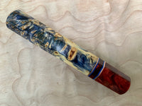 Custom Japanese Knife handle (wa handle) - Blue dyed yellow cedar with red