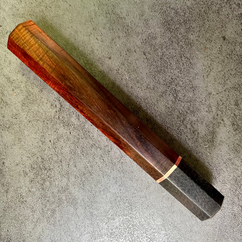 Custom Japanese Knife handle (wa handle)  for 240mm - Exceptional quality curly Siamese Rosewood and carbon fiber
