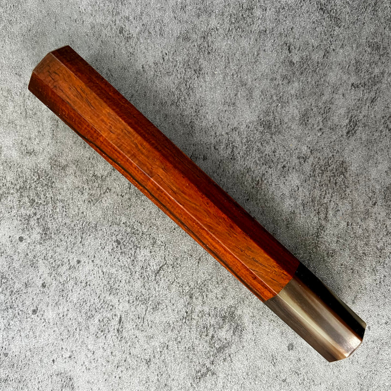 Custom Japanese Knife handle (wa handle)  for 240mm -   Tight curly Siamese Rosewood and marbled horn