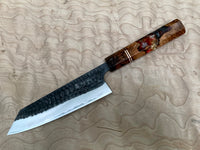 Custom Anryu Aogami Super KU hammered Bunka 170mm : mesquite burl hybrid