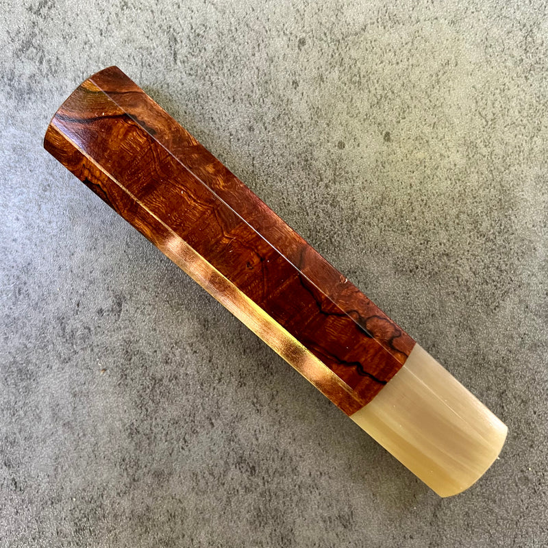 Custom Japanese Knife handle (wa handle)  for 165-210mm: Ironwood burl and blonde horn