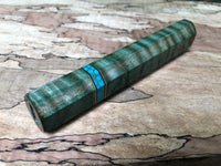 Custom Japanese Knife Handle (Wa Handle) - Dyed Quilted Maple with Turquoise