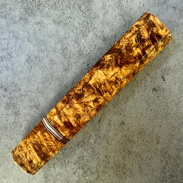 Custom Japanese Knife handle (wa handle)  for 240mm - Amboyna burl and copper