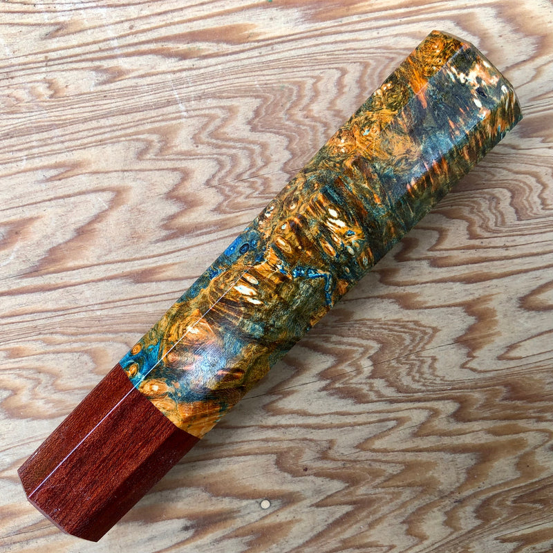 Custom Japanese Knife handle (wa handle)  for 165-210mm  - Dyed box elder burl
