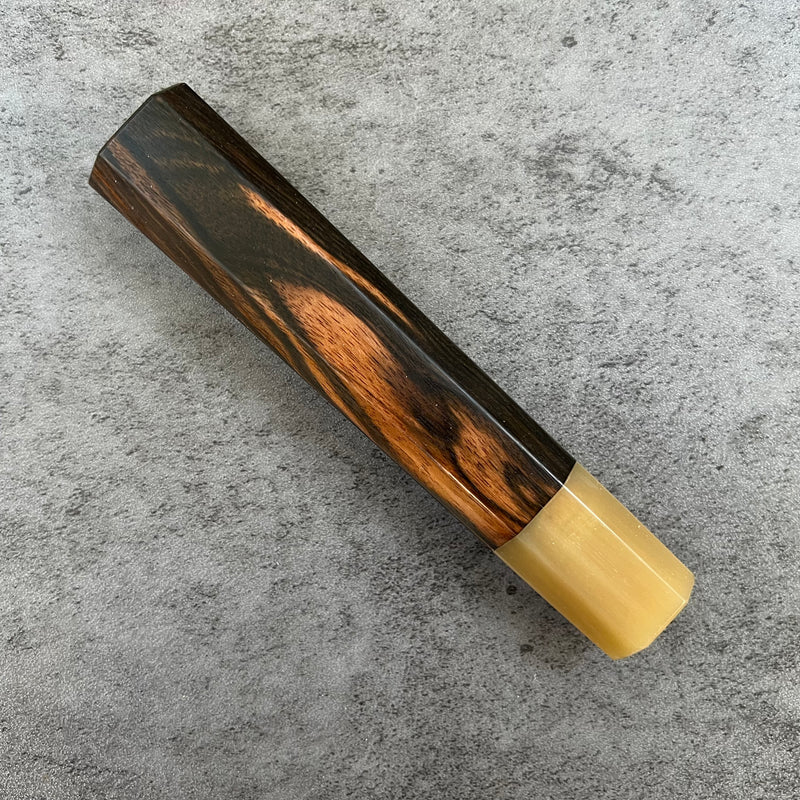Custom Japanese Knife handle (wa handle)  for 210mm: Mun Ebony and blonde horn