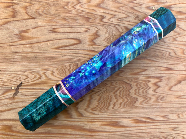 Custom Japanese Knife handle (wa handle)  for 240mm - Dyed box elder and mango