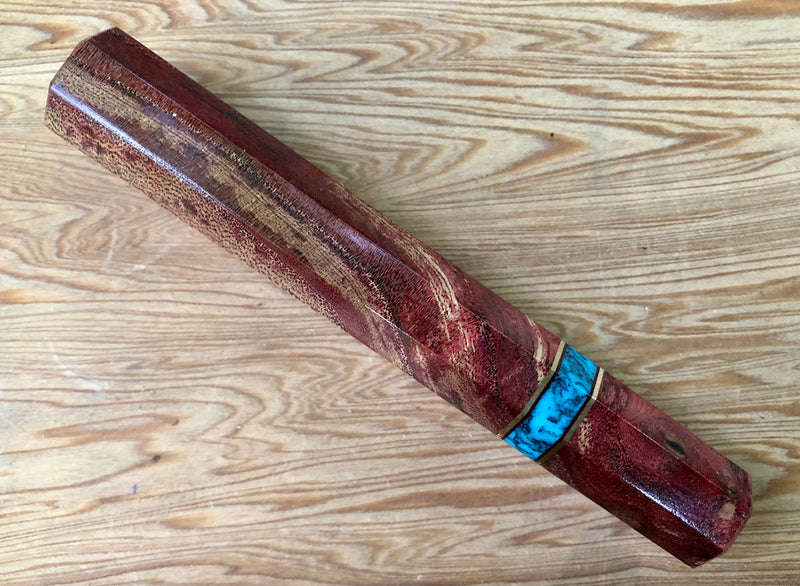 Custom Japanese Knife handle (wa handle)  for 165-210 mm -   Red dyed unknown wood