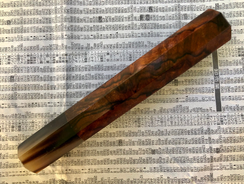 Custom Japanese Knife handle (wa handle) for 240 - Ironwood burl and horn