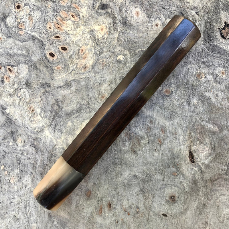 Custom Japanese Knife handle (wa handle) - African Blackwood and marbled Buffalo horn
