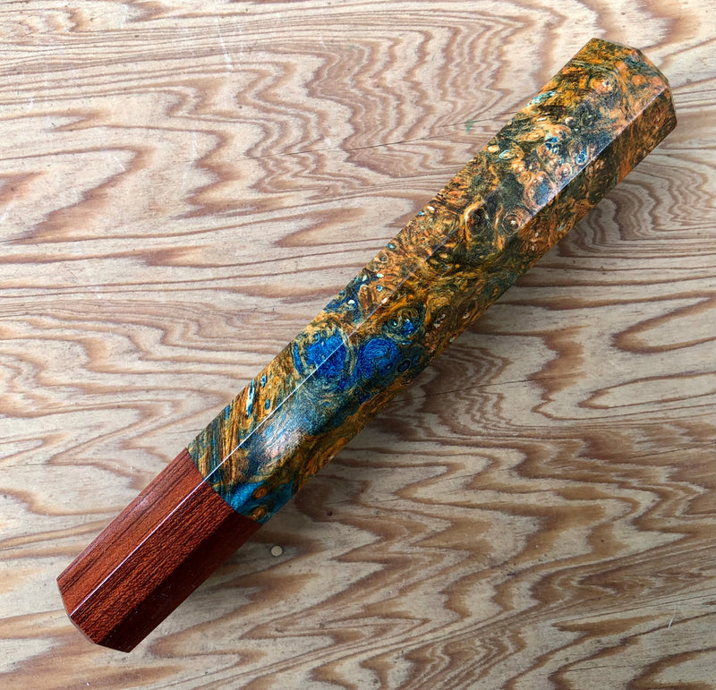 Custom Japanese Knife handle (wa handle)  for 165-210mm  - Dyed box elder burl