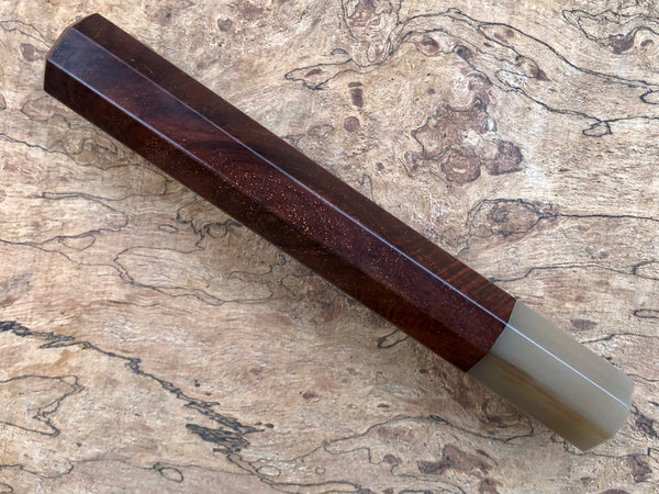 Custom Japanese Knife handle (wa handle)  for 240mm - Curly Siamese Rosewood and Blonde