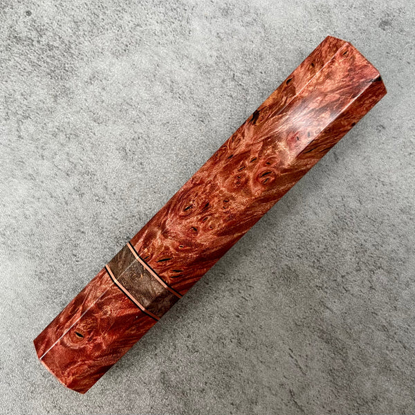 Custom Japanese Knife handle (wa handle)  for 240 mm: Maple Burl and copper