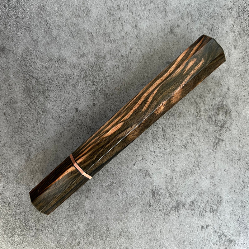 Custom Japanese Knife handle (wa handle)  for 240mm  -   Figured Mun Ebony and copper