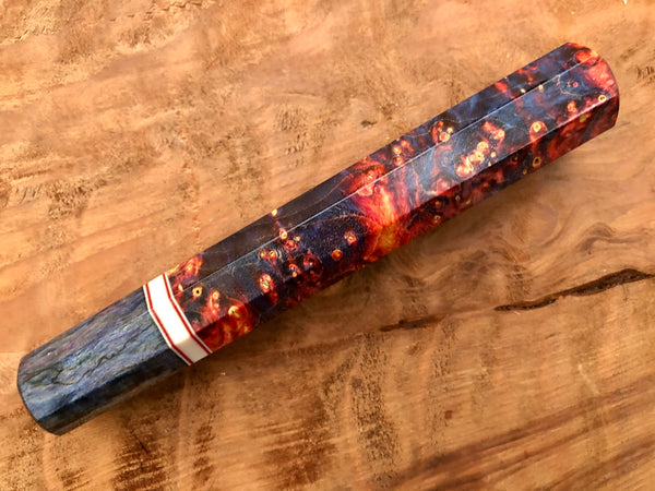 Custom Japanese Knife Handle (Wa Handle) - Dyed Box Elder burl