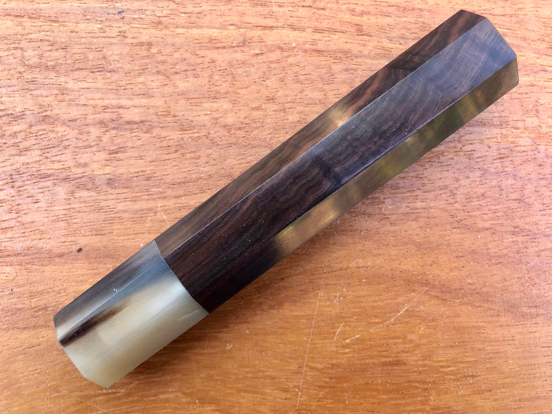 Custom Japanese Knife handle (wa handle)  for 240mm - Curly Siamese Rosewood and blonde horn