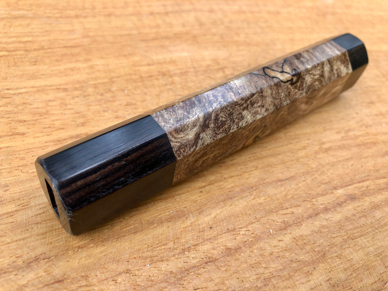 Custom Japanese Knife handle (wa handle) - Spalted maple and African Blackwood