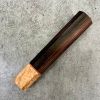 Custom Japanese Knife handle (wa handle) for 240mm : East India Rosewood and maple burl
