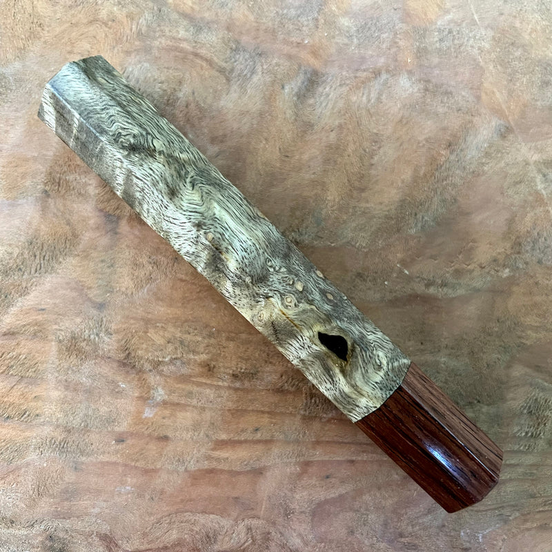 Custom Japanese Knife handle (wa handle)  for 165-210mm  - Myrtle burl and rosewood