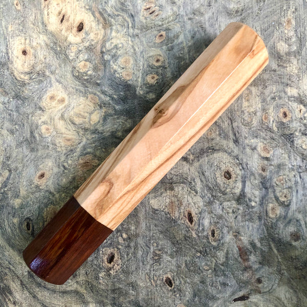 Custom Japanese Knife handle (wa handle) - Olivewood and Brazilian ebony