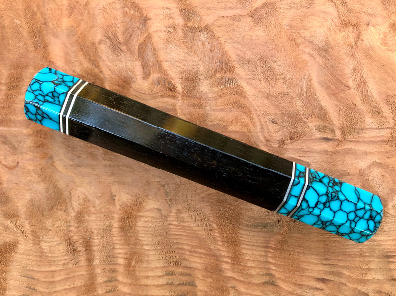 Custom Japanese Knife Handle - Turquoise and Ebony