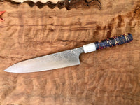 Custom Kobayashi Damascus SG2 Gyuto Chef Knife  210mm (8") - Box elder burl