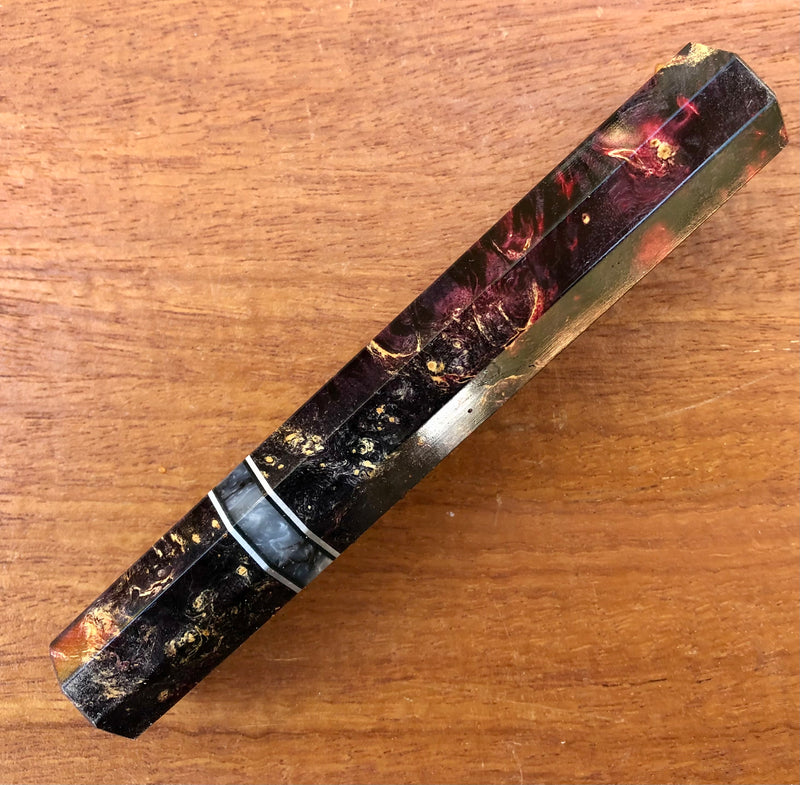 Custom Japanese Knife handle (wa handle) for 165-210mm : Black and Red Box Elder