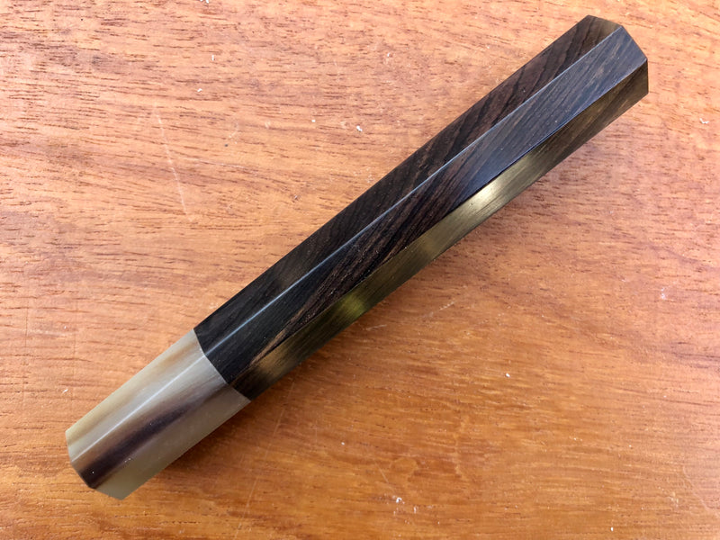 Custom Japanese Knife handle (wa handle) for 165-210 -  African Blackwood and Marbled Horn