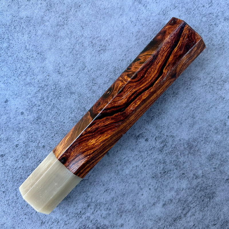 Custom Japanese Knife handle (wa handle)  for 165-210mm: Sonoran desert ironwood and blonde horn